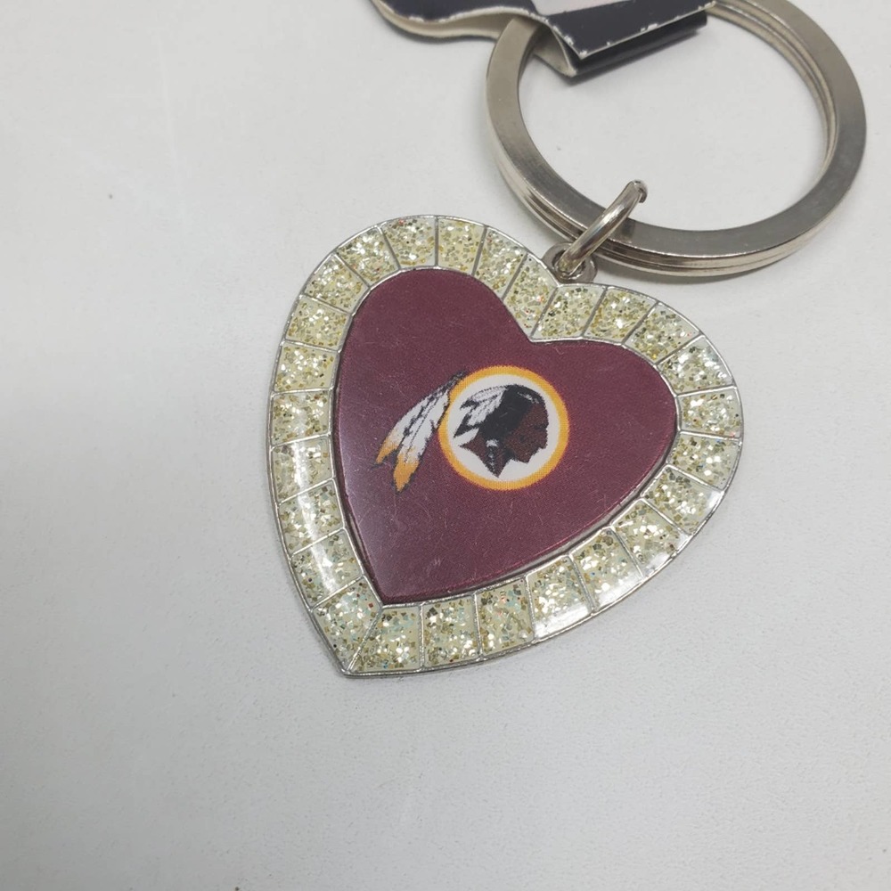 Rico Industries NFL Metal Rhinestone Heart Keychain - Washington Redskins